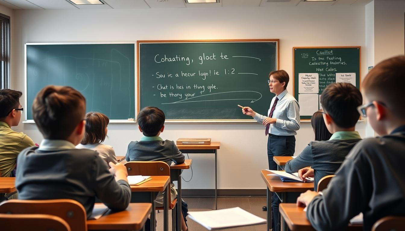 Student using a study guide to organize academic notes